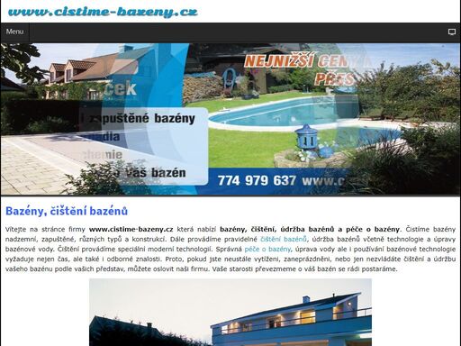firma www.cistime-bazeny.cz nabízí prodej bazény, čištění bazénů, péče o bazén, údržba bazénů. čistíme bazény různých typů, včetně prodeje doplňků pro bazény.