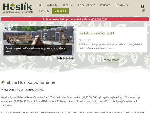 posláním záchranné stanice huslík je podpora druhové rozmanitosti živočichů v krajině a lidských sídlech ve východní části středočeského kraje.