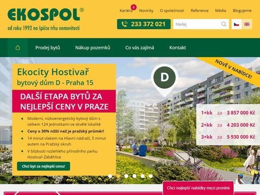 nové byty a novostavby praha za nejnižší ceny v nejatraktivnějších lokalitách. společnost ekospol je zárukou tradice, kvality a jistoty již od roku 1992.