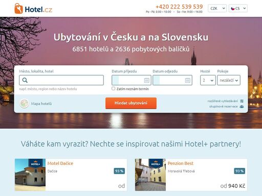 největší výběr hotelů a ubytování v praze a celé čr. rezervujte si hotel online za nejnižší ceny. nejlepší ceny, žádné další poplatky, plaťte přímo na hotelu. garance stejné nebo nižší ceny. hotel.cz – vynikající služby a jednička na trhu po více než 10 let.