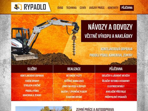 zemní práce, autodoprava, půjčovna stavební techniky v opatovicích nad labem - rypadlo.cz