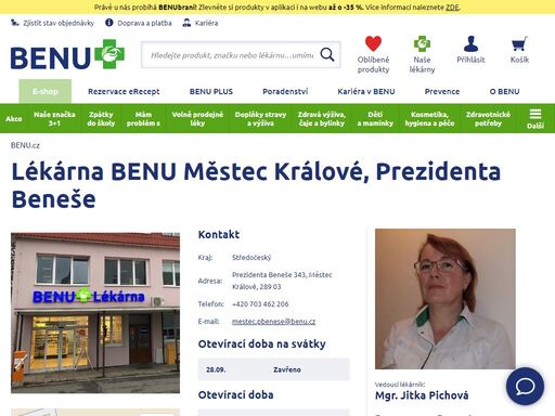 ?široký sortiment léků na předpis i velké množství volně prodejného sortimentu. pokud nemáme zboží skladem, objednáme ho do 2. dne i po telefonické dohodě. ?