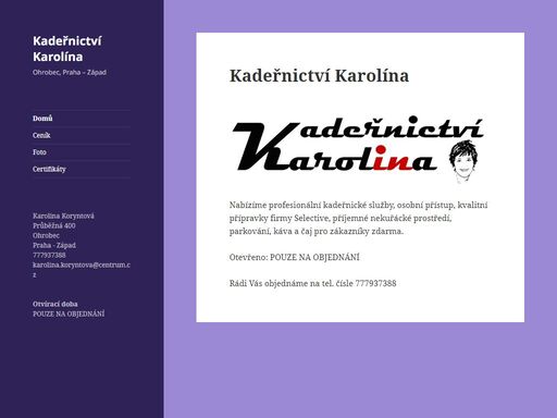 www.kadernictvikarolina.cz