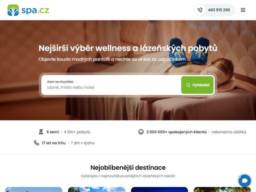 nejkratší cesta do wellness a lázní vede přes spa.cz. vyberte si z více než 3 600 pobytů ten pravý a nechte se unést za odpočinkem. zasloužíte si to!