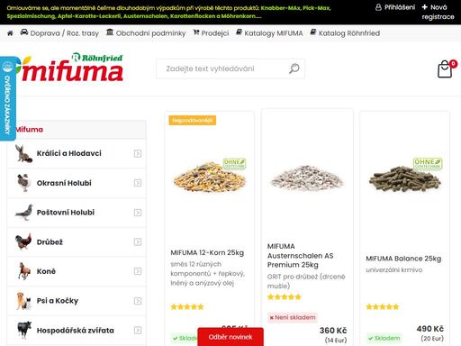 prodej krmiv značky mifuma , röhnfried a chovatelských potřeb ...