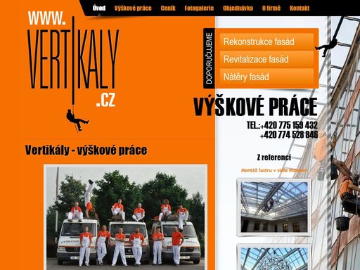 vertikaly.cz - výškové práce, působnost po celé čr. kvalita, zkušenost, profesionalita.