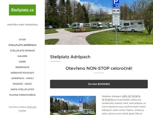 oficiální stellplatz (stání pro karavany) pro návštěvníky skalních měst adršpach a teplické skály.