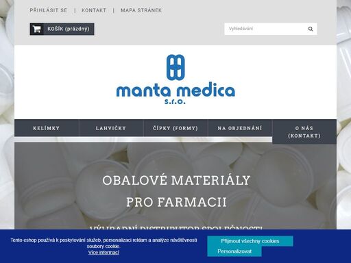 navštivte náš eshop a pusťte se do nakupování. firma manta medica s.r.o. byla založena v praze v roce 1997. prvotním zájmem firmy byla dodávka kompletního sortimentu obalových materiálů pro farmacii (kelímky, lahvičky). 