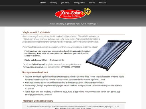 solární panely na ohřev vody