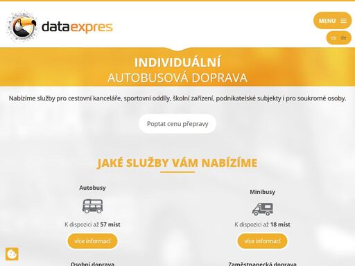 data expres a.s. je dopravní společností, která provozuje nepravidelnou osobní dopravu v rámci české republiky i celé evropy. dále poskytuje servis užitkových vozidel, pneuservis, prodej náhradních dílů a olejů.