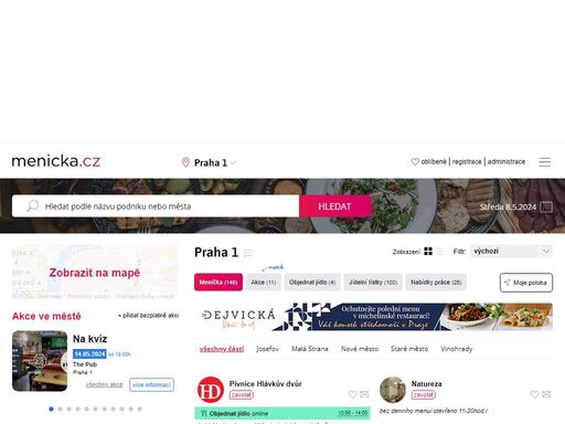 nevíte kam na oběd? aktuální polední menu, kontaktní údaje a otevírací doba. meníčka.cz – nejlepší meníčka v praze 1.