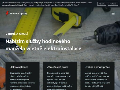 nabízím služby hodinového manžela včetně oprav elektroinstalace. diagnostika poruch a jejich odstranění. brno a okolí. pohodová domluva, spolehlivost a vstřícný přístup je samozřejmostí.