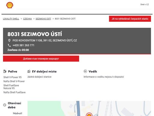 8031 sezimovo ústí je čerpací stanice v oblasti sezimovo ústí. tato stanice zahrnuje prodejna, myčka a toalety.