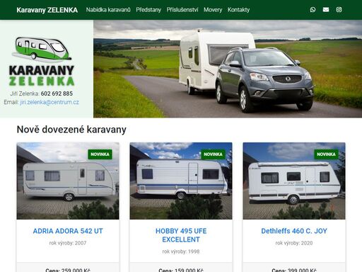 půjčovna a prodej obytných karavanů. karavany zelenka pečky.
