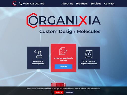 organixia specializes in custom synthesis of organic chemicals for the chemicals, pharmaceutical, and biotech industries. with 10+ years of experience, we deliver high-quality compounds from milligram to multi-hundred gram scales