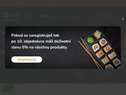 rozvoz sushi s možostí objednávky online.