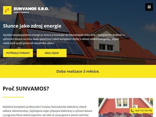 profesionální instalace fotovoltaické elektrárny od společnosti sunvamos s.r.o.