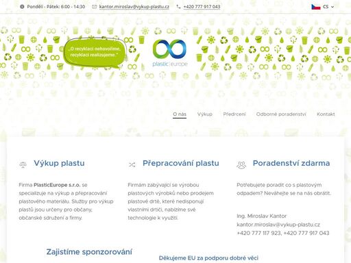 firma plasticeurope s.r.o. se specializuje na výkup a přepracování plastového materiálu. služby pro výkup plastů jsou určeny pro občany, občanské sdružení a firmy.