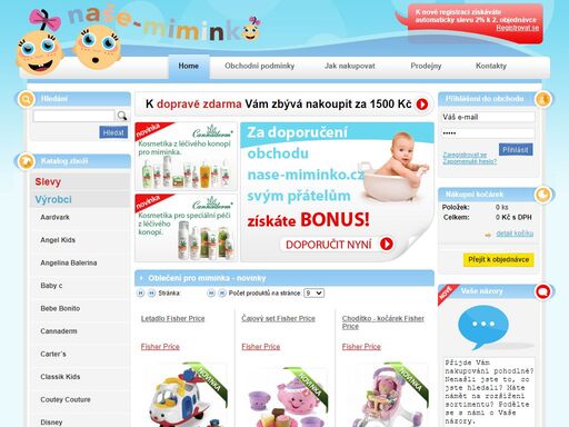 nase-miminko.cz - obchod s oblečením a kosmetikou pro miminka a novorozence. 