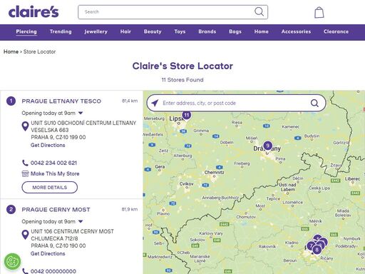 looking for piercings and accessories nearby? claire's offers fashion jewelry, toys, hair accessories and birthday party venues. find a location near you!