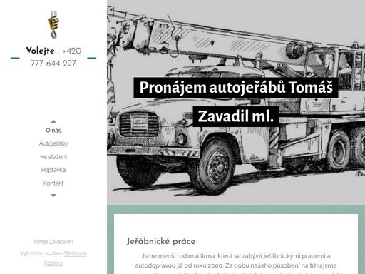 jsme menší rodinná firma ,která se zabývá jeřábnickými pracemi a autodopravou již od roku 2000. za dobu našeho působení na trhu jsme realizovali nespočet zakázek ať už náročných či méně náročných a to vždy ke spokojenosti zákazníka. disponujeme staršími, ale roky prověřenými a stále velice oblíbenými autojeřáby značky čkd na podvozcích tatra 148 a...