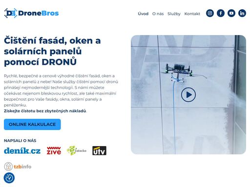 odborné čištění fasád, oken a solárních panelů s využitím dronů v české republice. naše služby zajišťují efektivní údržbu budov s ohledem na kvalitu. spoléhejte na nás pro špičkové čištění a péči o vaše nemovitosti.
