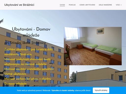 ubytování ve strážnici na domově mládeže při střední škole strážnice