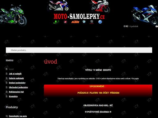 polepy motocyklů, samolepky, samolepky na helmu, samolepky na nádrž, samolepky na kapotu, samolepky na auto.