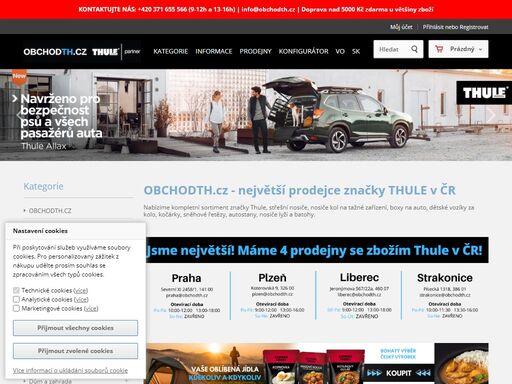 autorizovaný prodej zboží thule. v nabídce střešní nosiče, boxy, nosiče kol, sněhové řetězy, nosiče lyží, kočárky pro děti, vozíky za kolo, dětské sedačky a další.