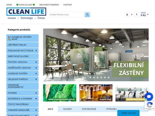 e-shop firmy pro cleanlife s.r.o. - úklidová a čisticí technika, čističky vzduchu, profesionální jídelní, hygienické a úklidové vozíky.