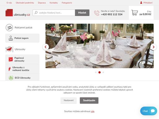 ubrousky s potiskem, největší e-shop s ubrousky. ubrousky, prostírání a rozetky s vaším logem. 