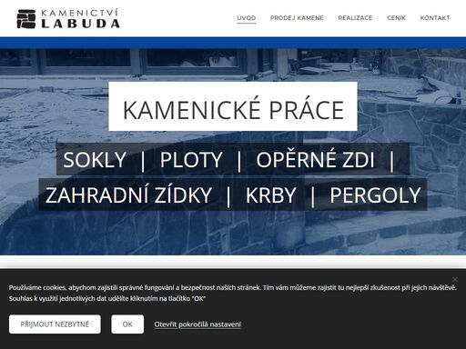 provádíme stavby převážně z přírodního kamene formou zdění popř. lepení. zhotovujeme stavební prvky jako jsou např. sokly, ploty, opěrné zdi, zahradní zídky, suché zídky, krby, pergoly a další.