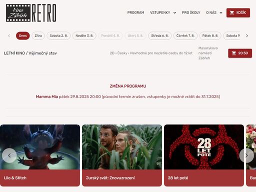 zažijte nejnovější filmy v 4k laser kvalitě v srdci zábřeha. kino retro nabízí jedinečný zážitek s aktuálními hity a skvělým obrazem.