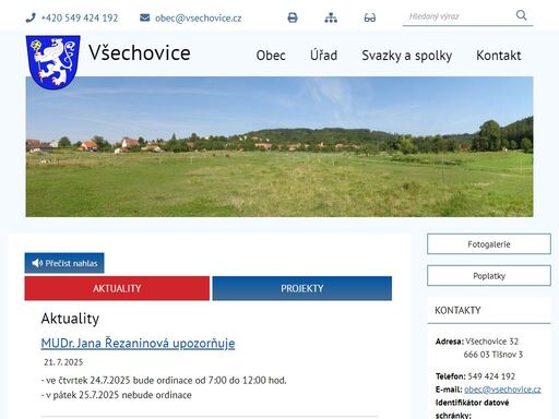 oficiální stránky obce všechovice