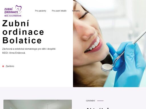 záchovná a estetická stomatologie pro děti i dospělé. mddr. anna enderová.
