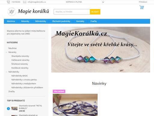 homepage. internetový obchod s tvorbou z českých korálků. drhané, šňůrkové i čistě korálkové náramky, bižuterní náhrdelníky a náušnice z kvalitních českých korálků