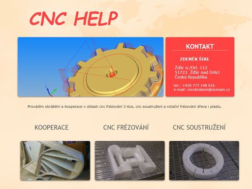 provádím obrábění a kooperace v oblasti cnc frézování 3-6os, cnc soustružení a rotační frézování dřeva i plastu.