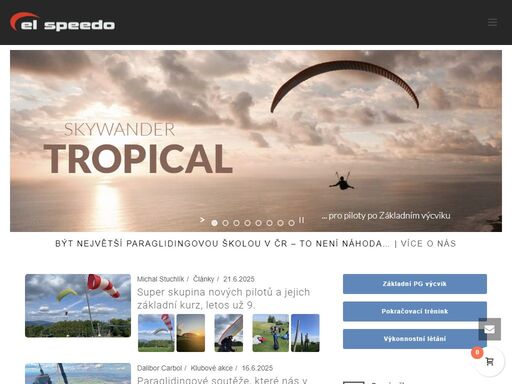 el speedo flying community. paraglidingové létání a výuka pilotů v čr. pořádáme kurzy, expedice a tandemové lety. paraglidingová výbava pro začínající i...
