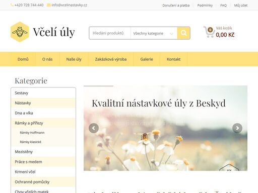 prodáváme kvalitní nástavkové úly, kompletní sestavy, samostatné nástavky, rámky, dna, víka a další příslušenství pro nadšené včelaře.