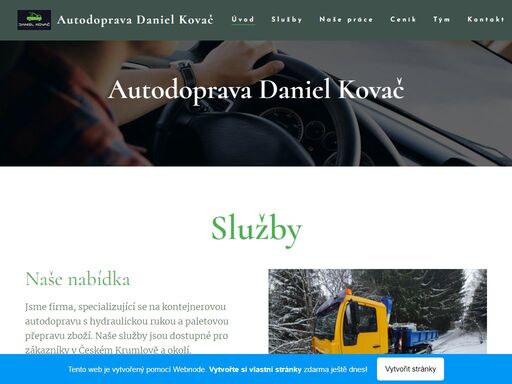 jsme firma, specializující se na kontejnerovou autodopravu s hydraulickou rukou a paletovou přepravu zboží. naše služby jsou dostupné pro zákazníky v českém krumlově a okolí. kontejnerová doprava s maximální doložností 5,5 t. úzce spolupracujeme s firmou apbagr.