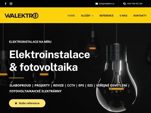 elektroinstalace walektro s.r.o. poskytuje kompletní služby v oblasti elektroinstalací, fve, projektování a servisů všech elektrických zařízení.