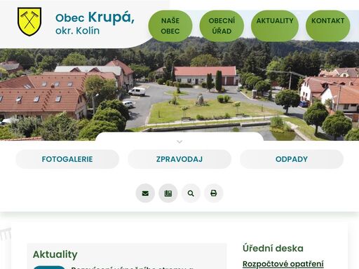 obec krupá, krupá, obecní úřad, úřední deska oficiální stránky obce krupá