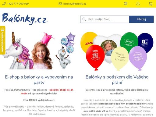 nafukovací balónky s reklamním potiskem, svatební balónky, narozeninové balónky, fóliové balónky různých tvarů a barev - prodej párty zboží - e-shop