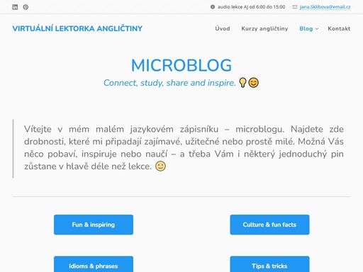 využijte skvělou příležitost mít vlastní virtuální lektorku angličtiny na dosah ruky - ve svém mobilu či tabletu