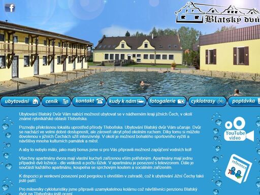 ubytování jižní čechy,blatský dvůr, ubytování třeboňsko kde naleznete pět komfortních apartmá. v okolí přírodní zajímavosti, kulturní památky, koupání a značené cyklotrasy po třeboňsku.