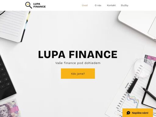 vaše finance pod dohledem. nabízíme finanční plánování pro rodiny, komplexní investiční řešení zahrnující etf, podílové fondy, akcie, dluhopisy, komodity, reality a další alternativní investice. lupa finance vám pomůže se spořením na penzi i výběrem úvěrů nebo hypotéky. zajišťujeme také pojištění zdraví, života, majetku a odpovědnosti, aby váš majetek i rodina byly v bezpečí.