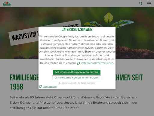 seit mehr als 60 jahren steht greenworld für erstklassige produkte in den bereichen erden, dünger und pflanzenpflege. unsere langjährige erfahrung spiegelt sich in der erstklassigen qualität unserer produkte wider.