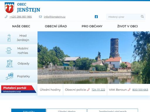 oficiální stránky obce jenštejn