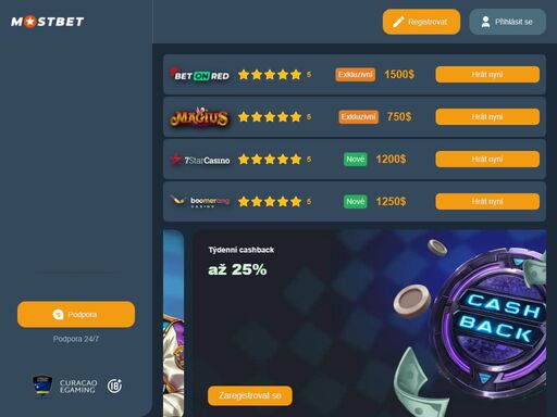 mostbet casino cz – oficiální stránky pro online sázení a kasino hry v česku. zaregistrujte se a získejte bonus 2500 kč + 30 free spinů ještě dnes!