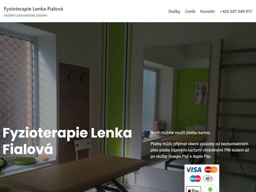vítejte ve fyzioterapii lenky fialové. osobní přístup. nabízím počáteční odborné vyšetření. objednejte se na individuální konzultaci.